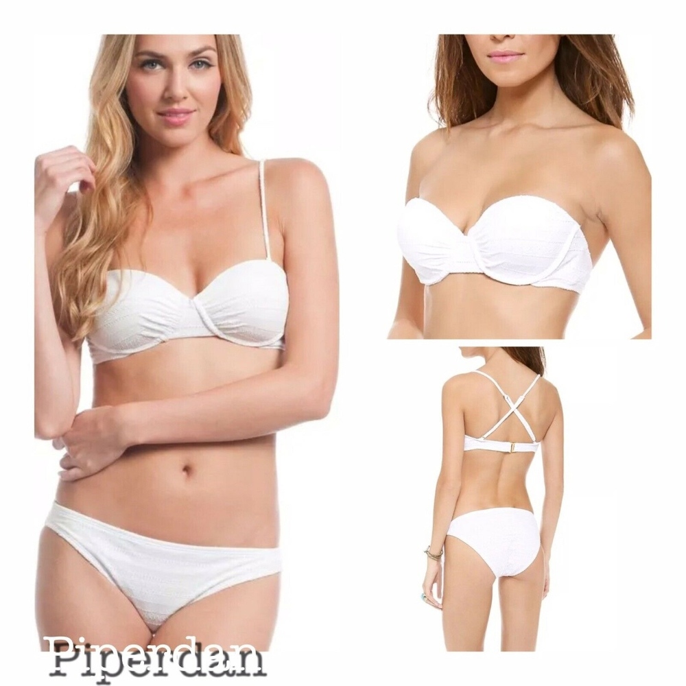 Shoshanna White Textured Bikini Set